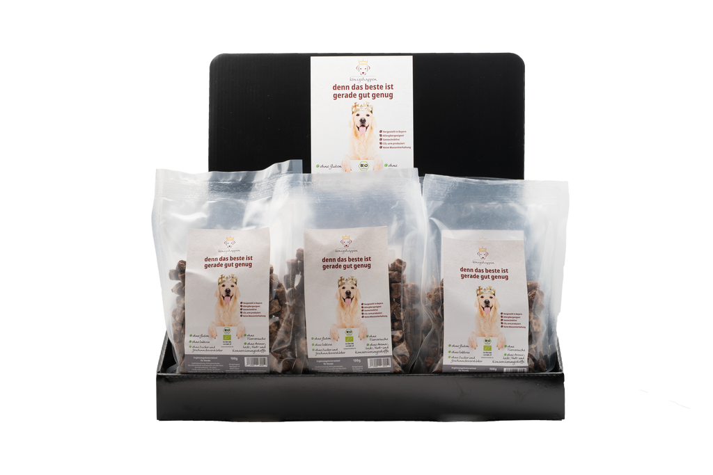 Display with 25 x 100g bags of King Bites