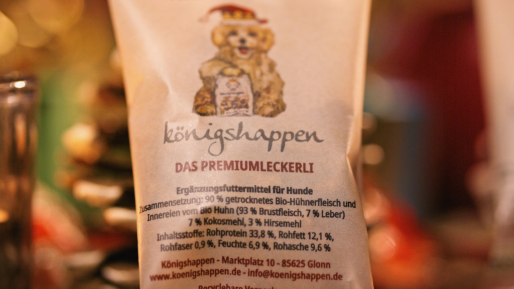 Königshappen Weihnachtsedition – Etikett mit Zusammensetzung und analytischen Bestandteilen